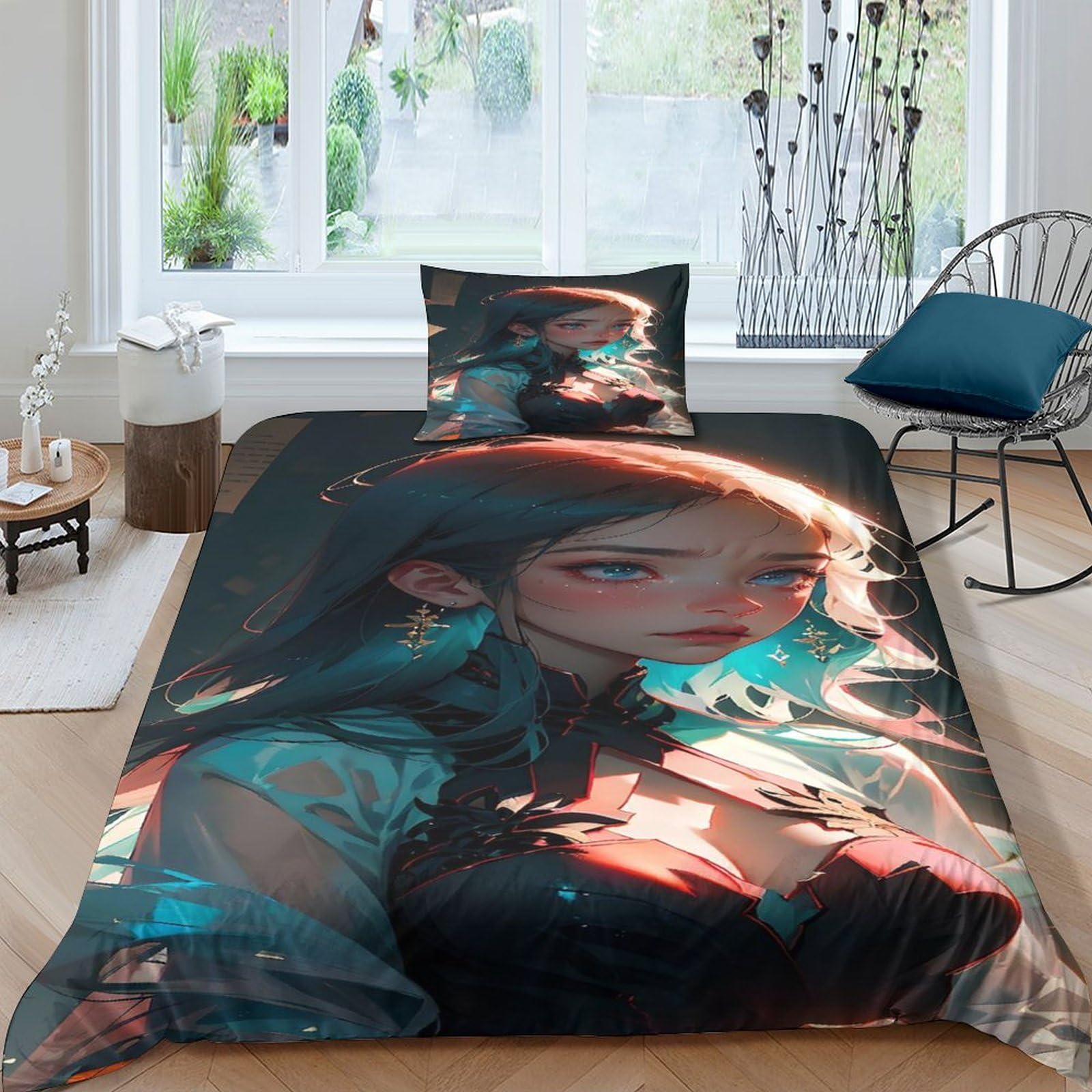 Housse de couette enfant anti-décoloration 135x200 cm literie facile à laver