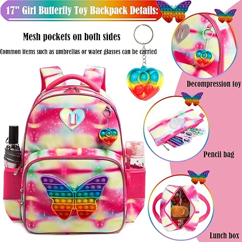 Miniatura 5 de Mochila antiestrÃ©s para niÃ±as con burbujas para presionar y reventar, para niÃ±as, Sombrero., 17"