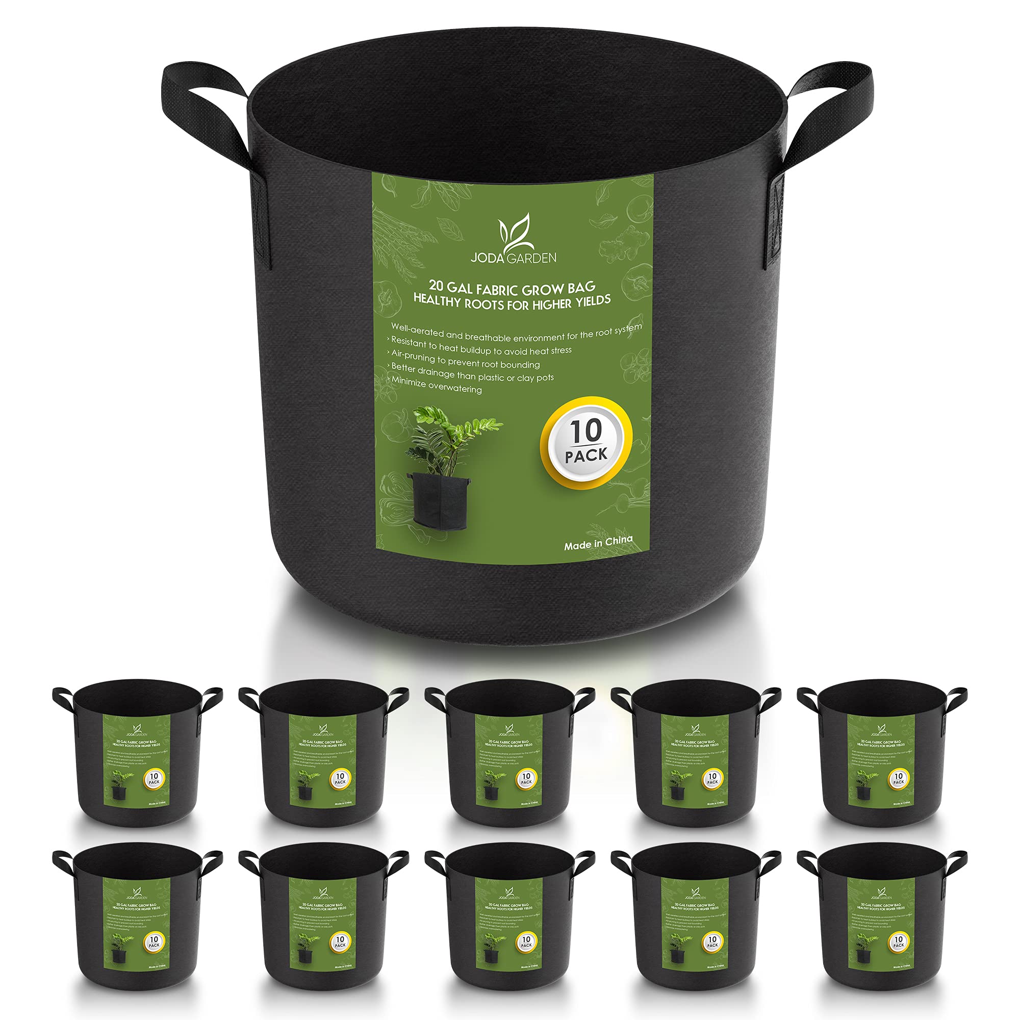 Buy JODA Garden 10Pack 20 Gallon Grow Bags with Handles, Heavy Duty