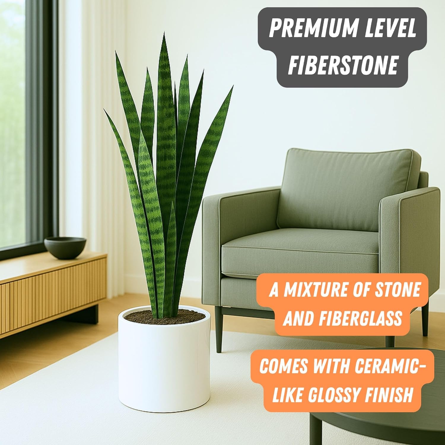 fox & fern 10 inch plant pot with drainage plug — premium lightweight fiberstone glossy white planter - indoor & outdoor planter - 10 inch pots for plants - weather resistant & uv resistant 10 inch glossy white