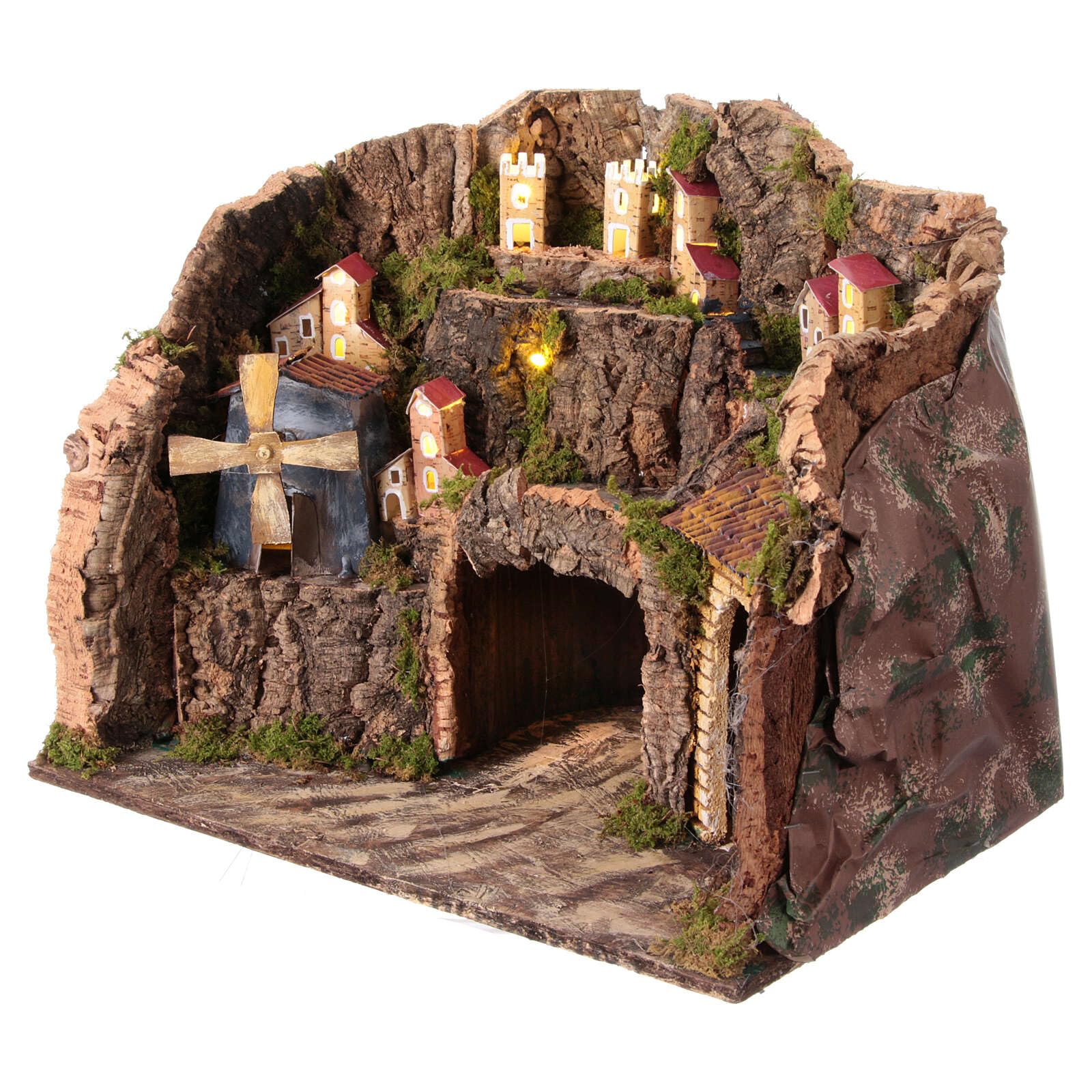 Holyart Crèche Napolitaine: Village Moulin à Vent crèche napolitaine 8-10 cm 30x40x30 cm