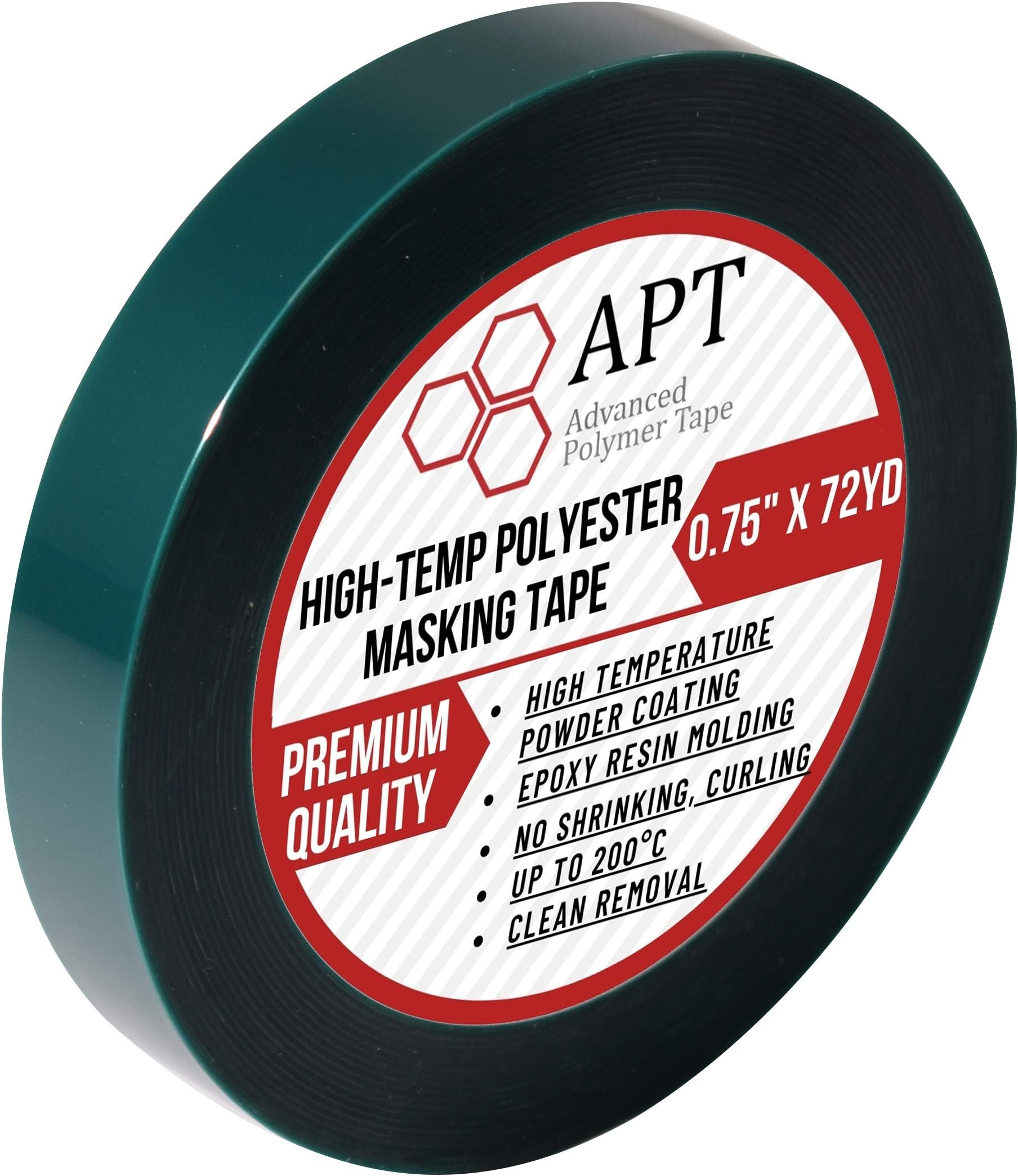 APT Polyester Tape with Silicone Adhesive, High Temperature, 3.5 mil Thickness, Powder Coating, E-Coating (1, 0.75" x 72 Yds)
