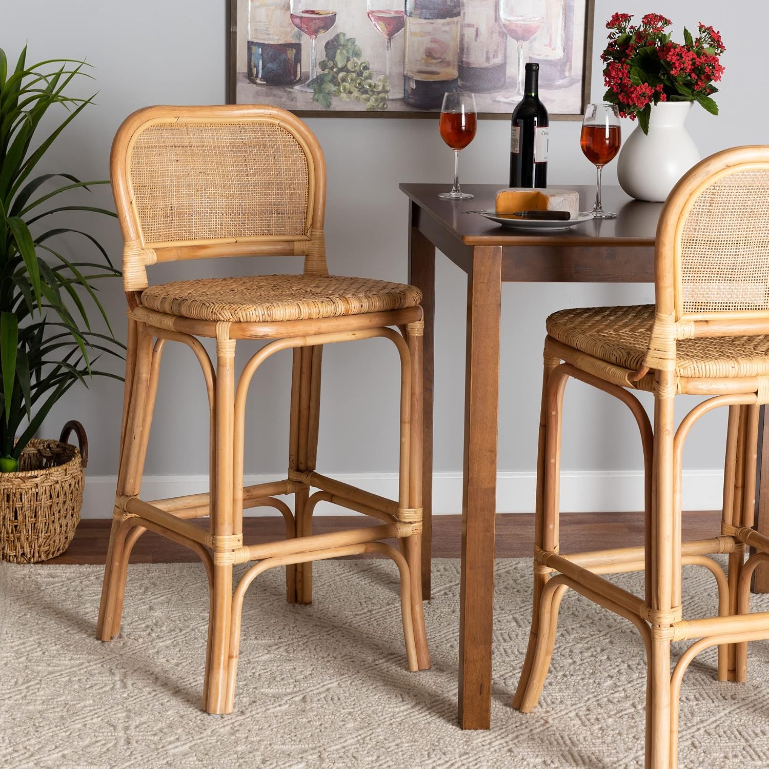 bali & pari adrena modern bohemian natural rattan bar stool