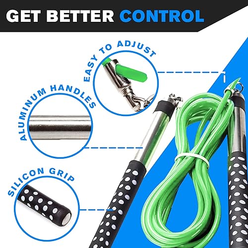 Miniatura 2 de Cuerda de boxeo Freestyle de DYNAPRO con asas largas para un mejor control, ajustable a cualquier altura, estilo libre, doble bajo, crossovers, HIIT