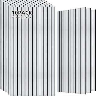 TO-TH Wood-Look Acoustic Wall Panels, 10 Pack 47.2” x 23.6” Acoustic Panels, Decorative Sound Absorbers Sound Dampening Panels for Home, Office, Basement, White Oak