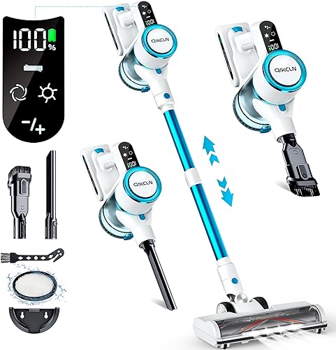 Aspiradora inalámbrica, aspiradora de 23 Kpa con batería recargable, aspiradora doméstica con 40 minutos de tiempo de funcionamiento y 2 velocidades