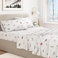 Vista 115 de Great Bay Home Christmas Flannel Sheet Set Full Size - 100% Turkish Cotton, Double-Brushed, Winter Bed Sheets - Ultra-Soft, Cozy, 4-Piece Holiday