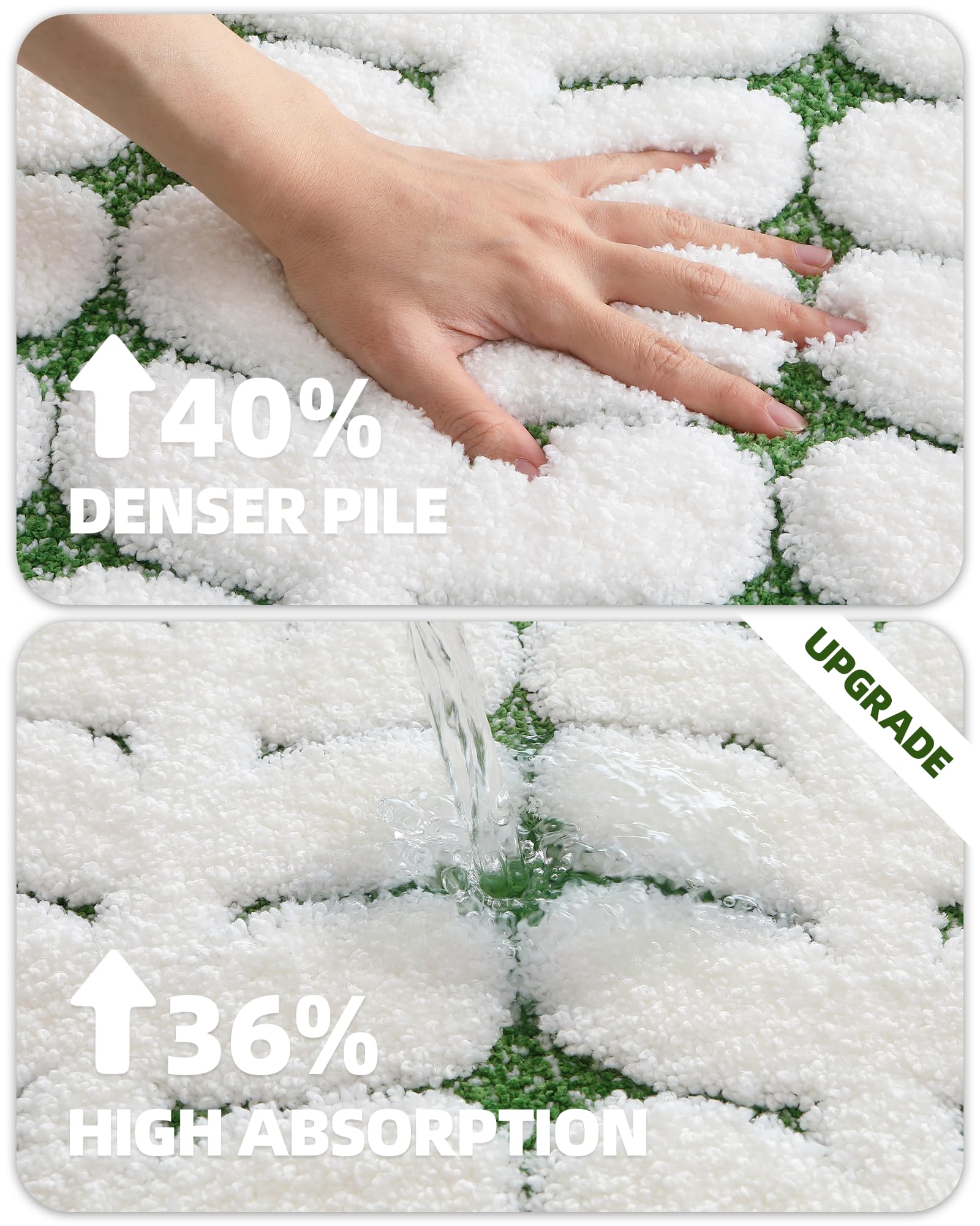 Color&Geometry Alfombra de Baño Ultra Suave Ultra Absorbente, 61x92 cm Antideslizante Lavable a Máquina, Ideal para Suelo de Baño, Bañera y Ducha, Verde