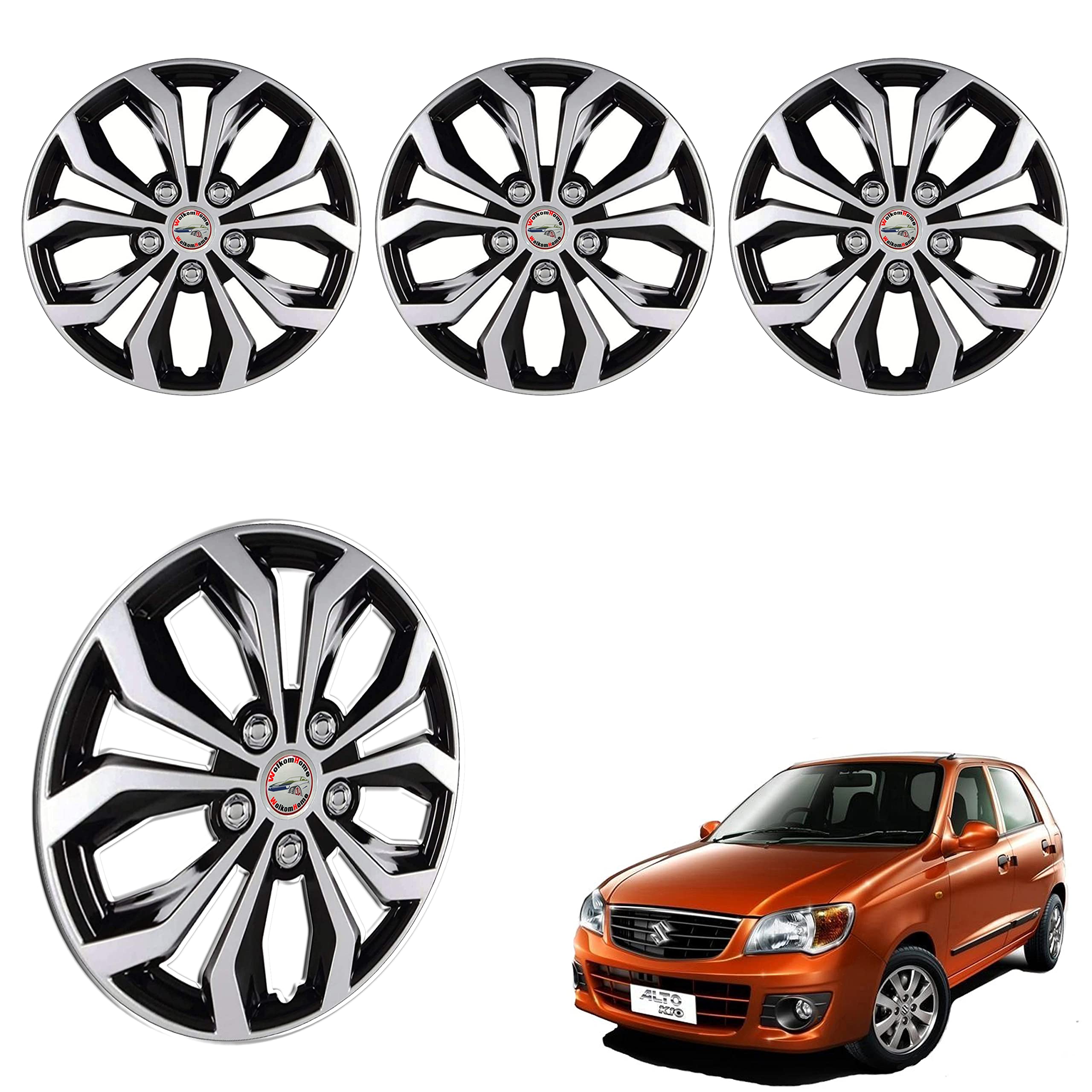 WolkomHome car Wheel Cap, Hub Cap Wheelcover 13 Inch Wheel Cover for Alto K10 Old (Vizzion Dual Color Silver Black)-image-11