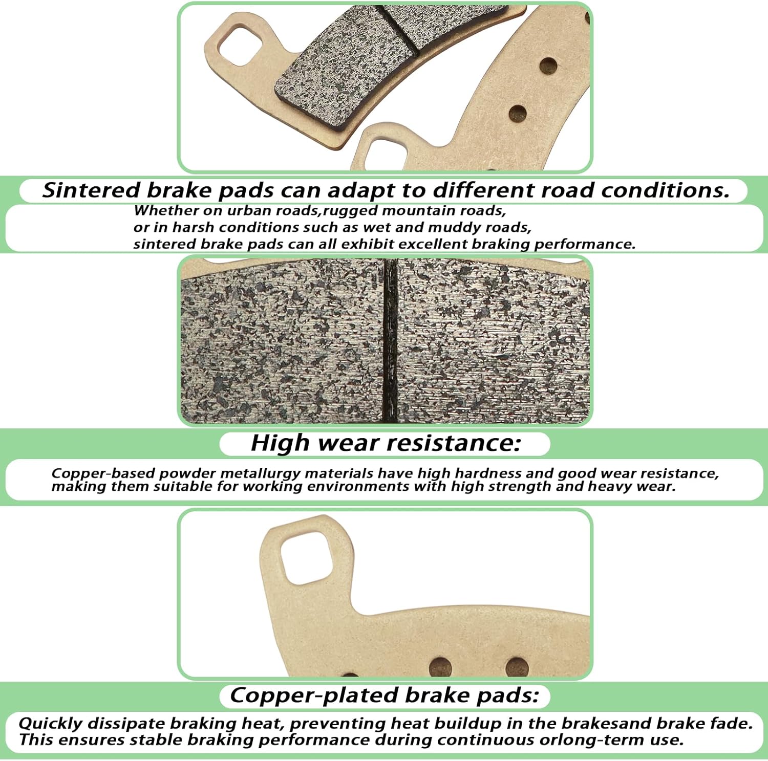 Front Rear Brake Pads Sintered for Polaris RZR 900, RZR S 900, Trail 900, RZR S 1000, RZR Trail S 1000 2015-2024