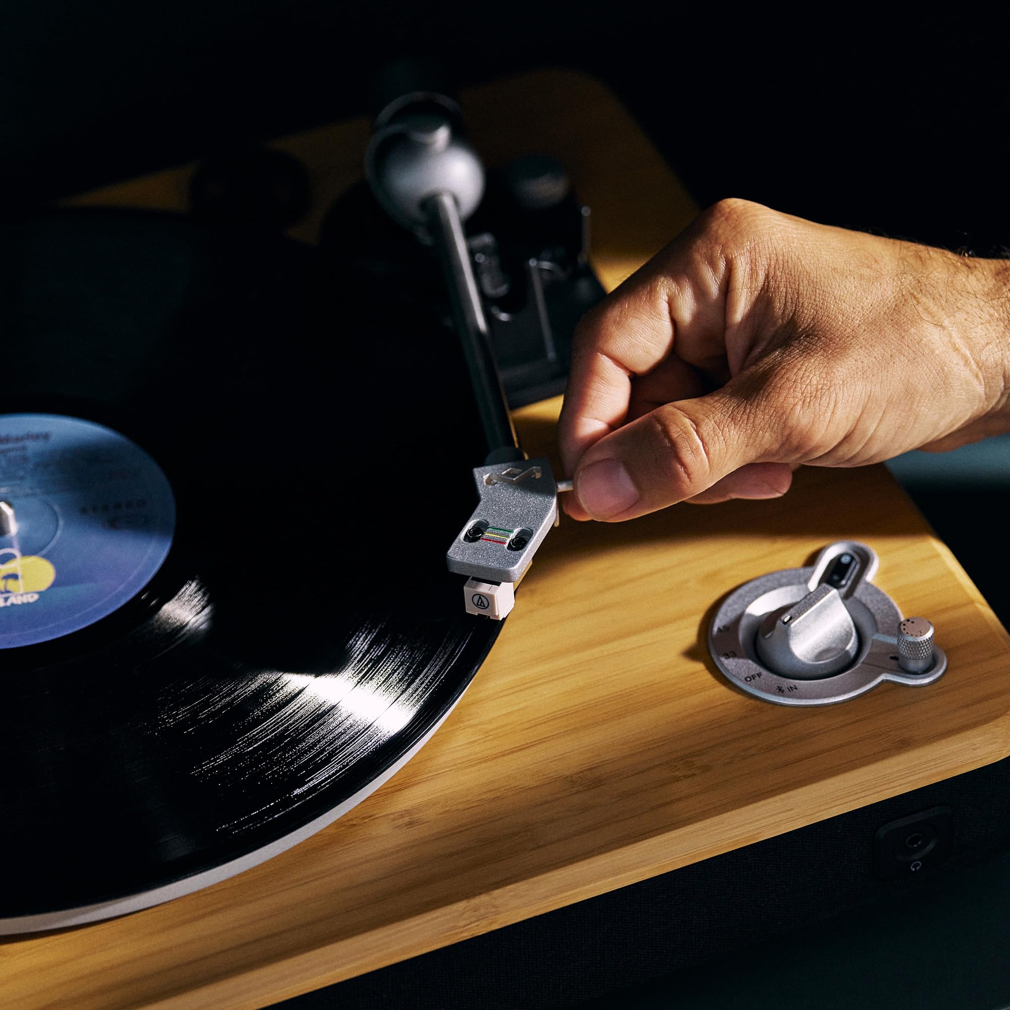 House of Marley Stir It Up Wireless 2 Giradischi con Casse 10W - Bambù | Bluetooth, Giradischi Vinili dal Design Responsabile con Testina Audio-Technica