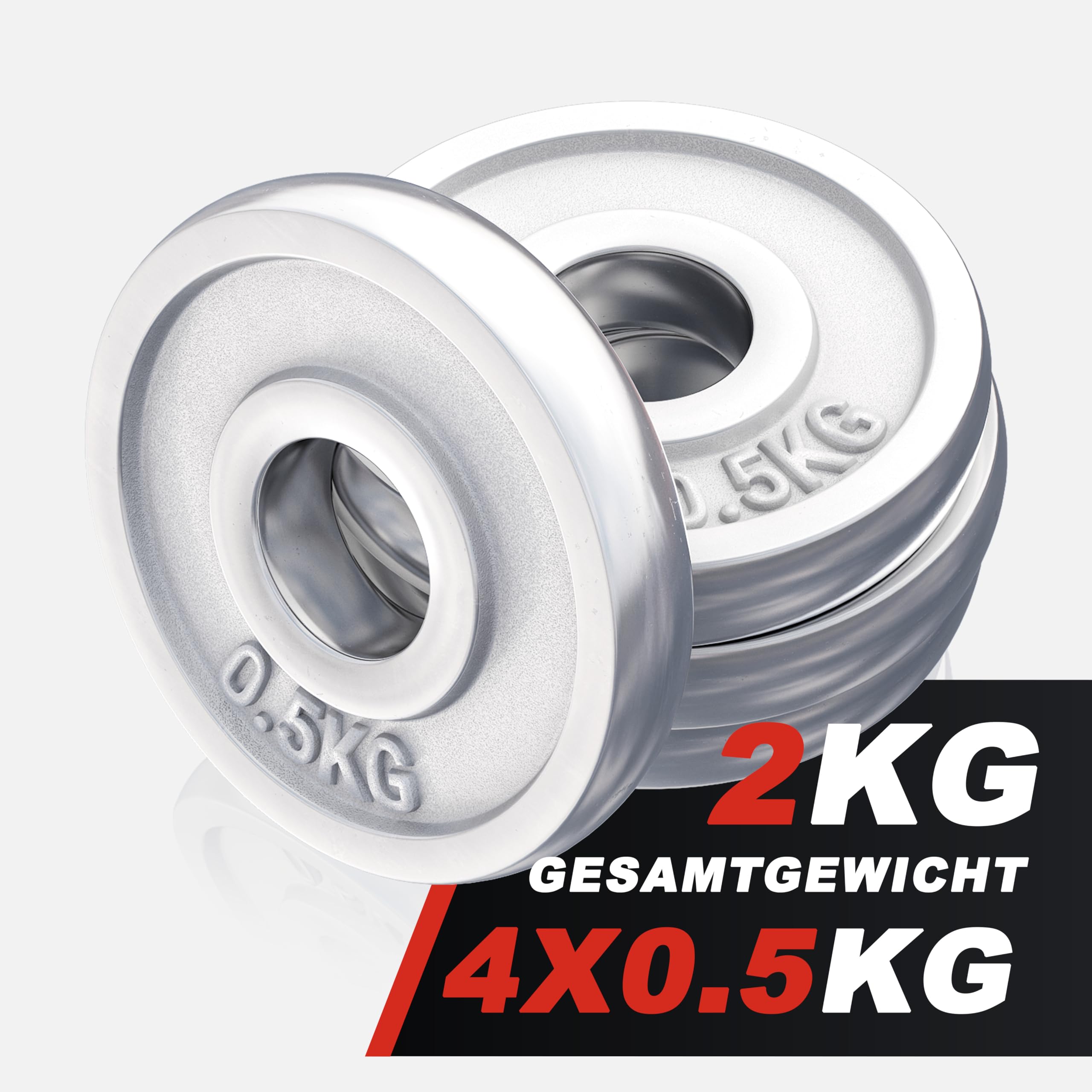 GORILLA SPORTS® Hantelscheiben - 1,25-30kg, 30mm, Gusseisen, Chrom, Einzeln oder Set - Gewichte Hantel, Gewichtsscheiben, Langhantel Gewichte, Weight Plates, Fitness Hantelscheibe