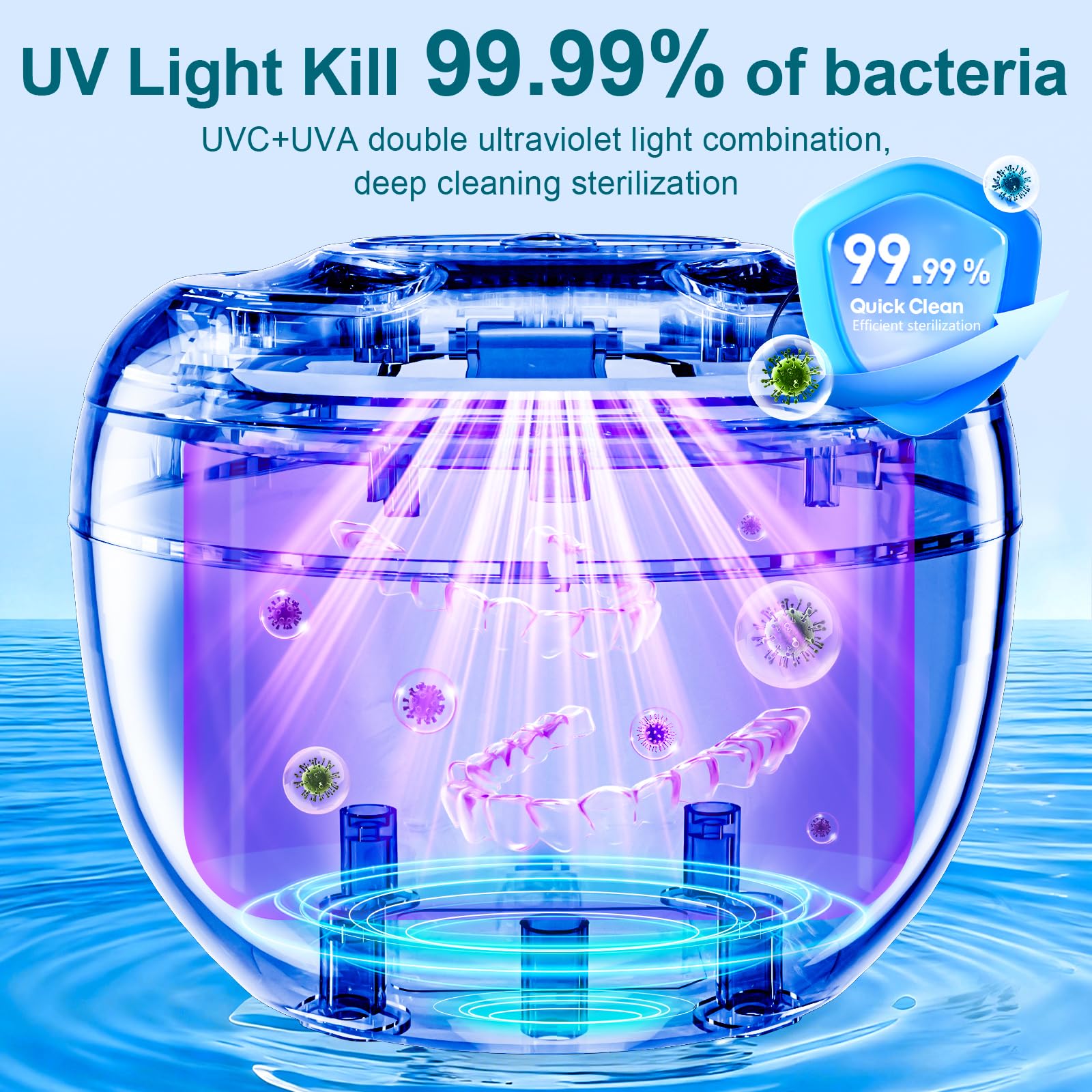 Máquina limpiadora de retenedores ultrasónicos, 45 kHz, 200 ml, cápsula de limpieza dental con 4 modos de lavado, temporizador digital para limpiador de dentaduras, alineadores, protectores