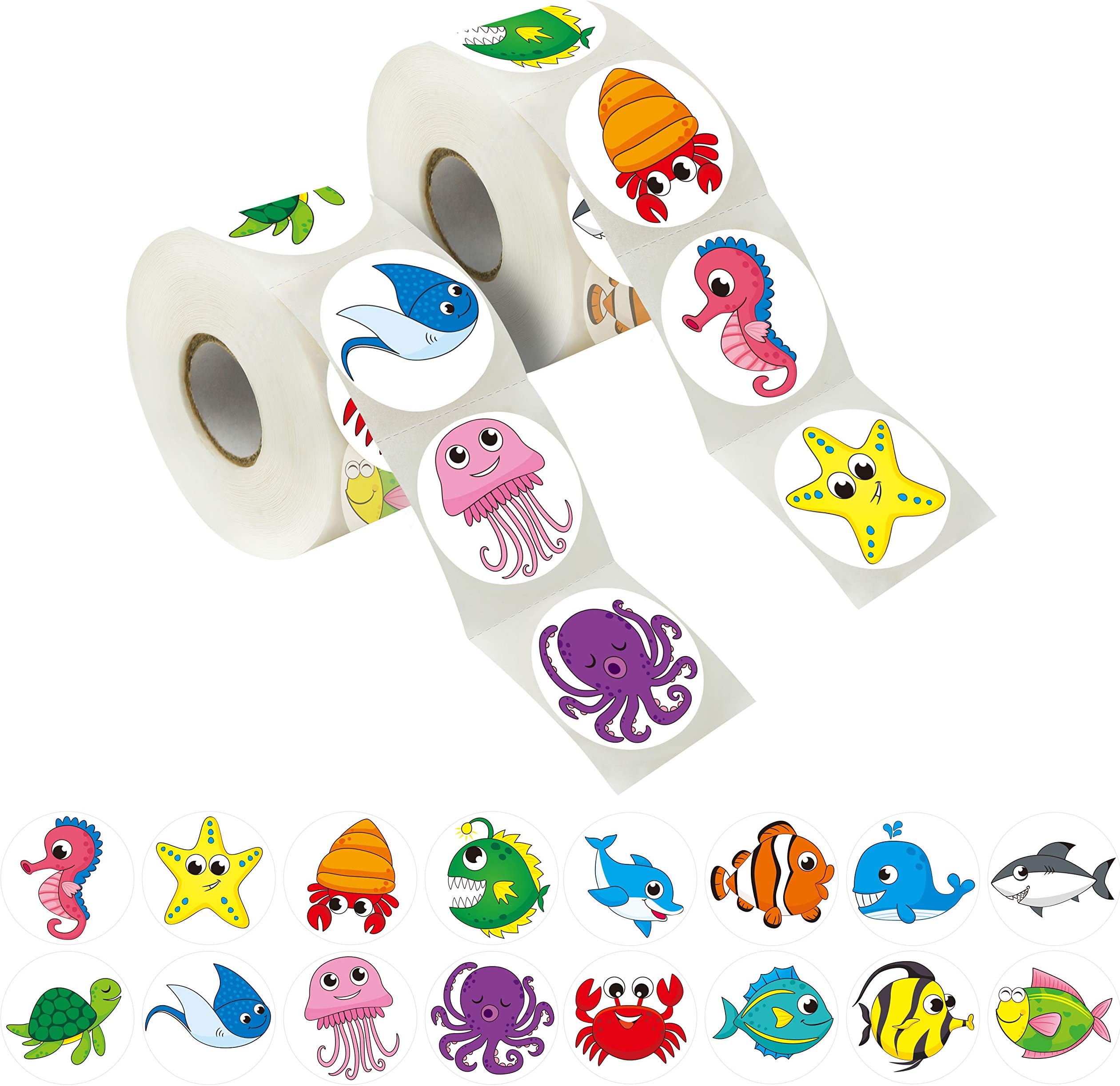 600 Adorable Round Sea Animal Stickers