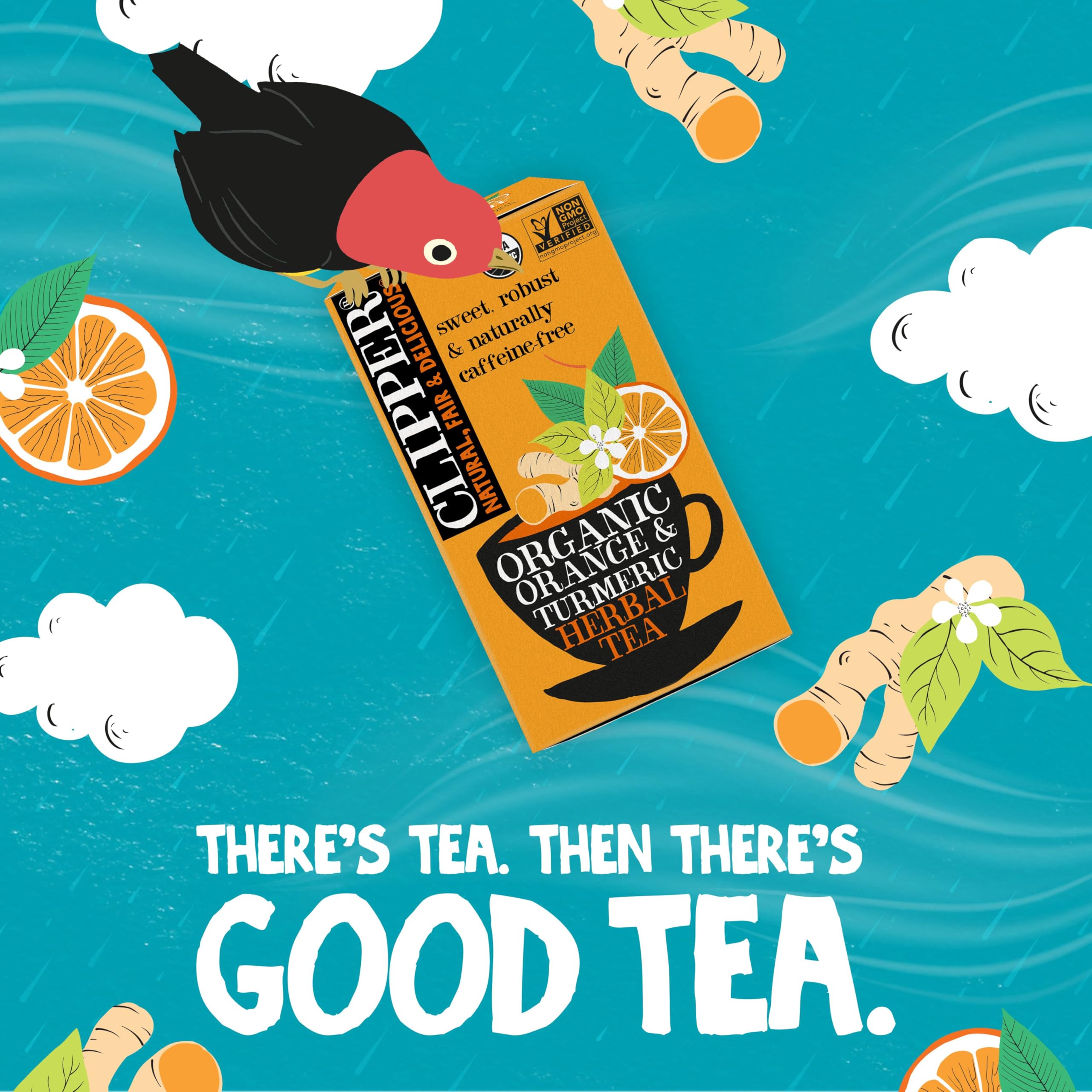 Clipper Tea, Orange & Turmeric, Organic Tea with Licorice Root, Orange Peel and Hibiscus, Plant Based Herbal Tea, Caffeine Free British Tea, 1 Pack, 20 Unbleached Tea Bags thumbnail 5