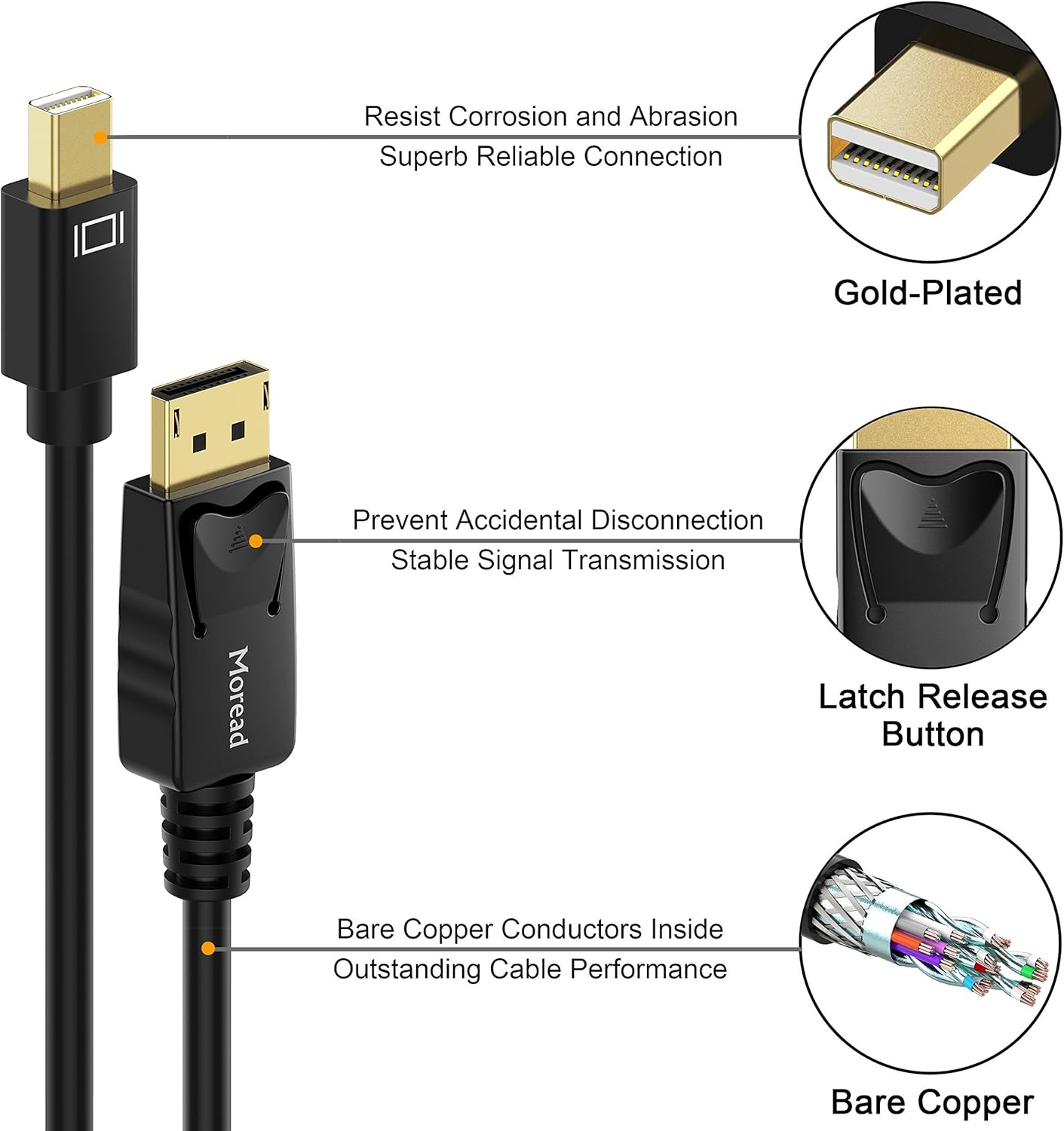 Crazy Clearance Moread Mini DisplayPort to DisplayPort Cable, 6 Feet, Gold-Plated DisplayPort to Mini DisplayPort (4K@60Hz, 2K@144Hz) Mini DP to DP Display Cable - Black Black Friday - 50% OFF Moread Mini DisplayPort to DisplayPort Cable, 6 Feet, Gold-Plated DisplayPort to Mini DisplayPort (4K@60Hz, 2K@144Hz) Mini DP to DP Display Cable - Black