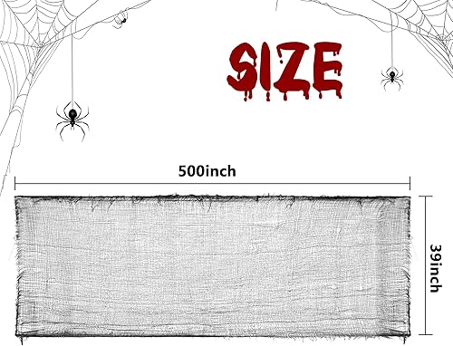 Miniatura 2 de Watayo Tela espeluznante negra de Halloween de 500 x 39 pulgadas, tela espeluznante de Halloween, cubierta de puertas de ventanas, paños de gasa