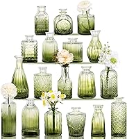 Vista 9 de Fixwal Juego de 5 jarrones pequeños, florero pequeño para flores, jarrón de vidrio para decoración del hogar, decoraciones de boda, jarrones