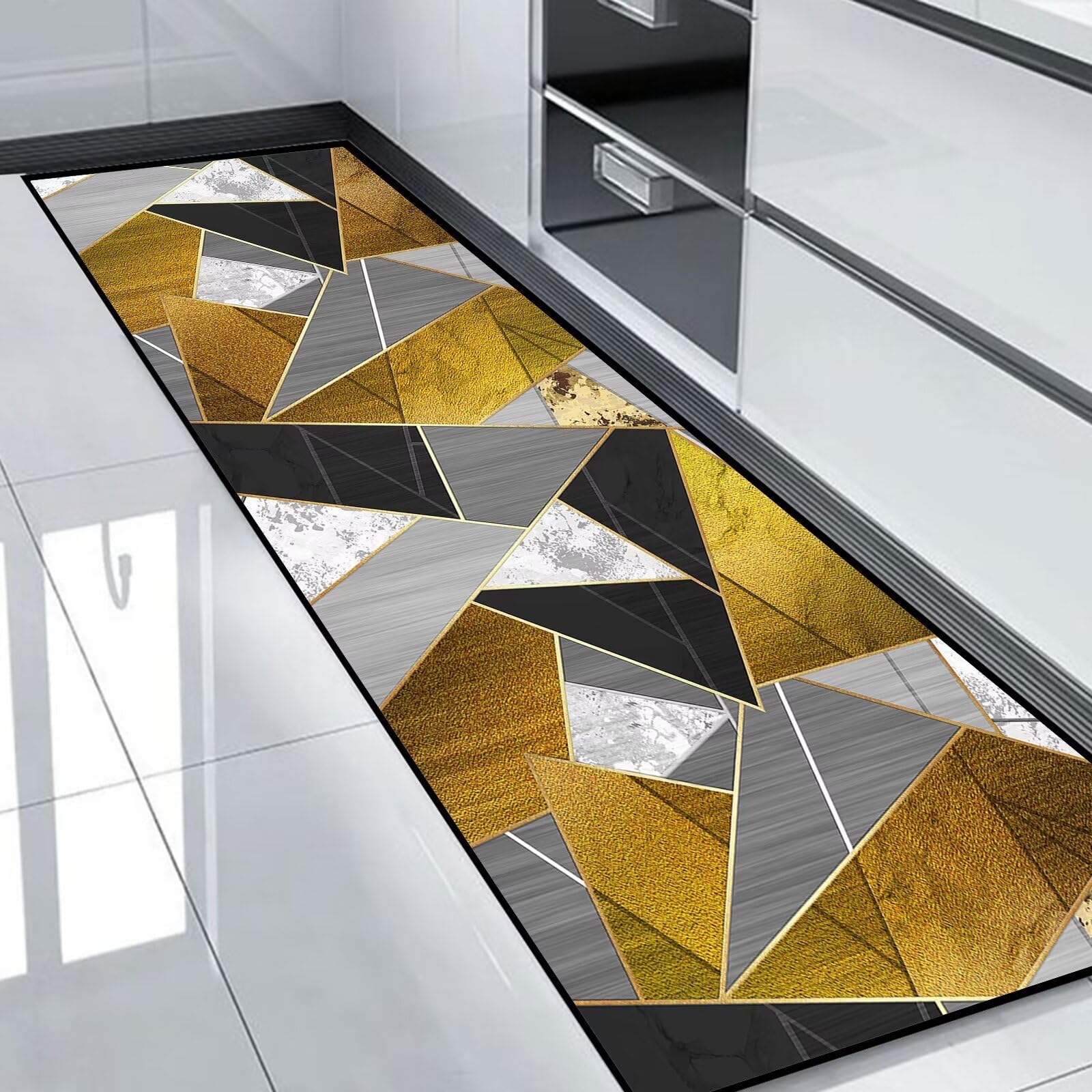 Alfombra lavable en lavadora verde 80x300 cm antimanchas para cocina y salon