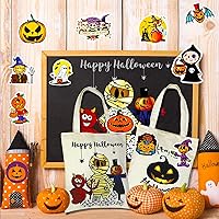 Vista 7 de Calcomanías de Halloween, 100 piezas de calcomanías temáticas de calabaza de Halloween a granel, vinilo impermeable calcomanías de fiesta
