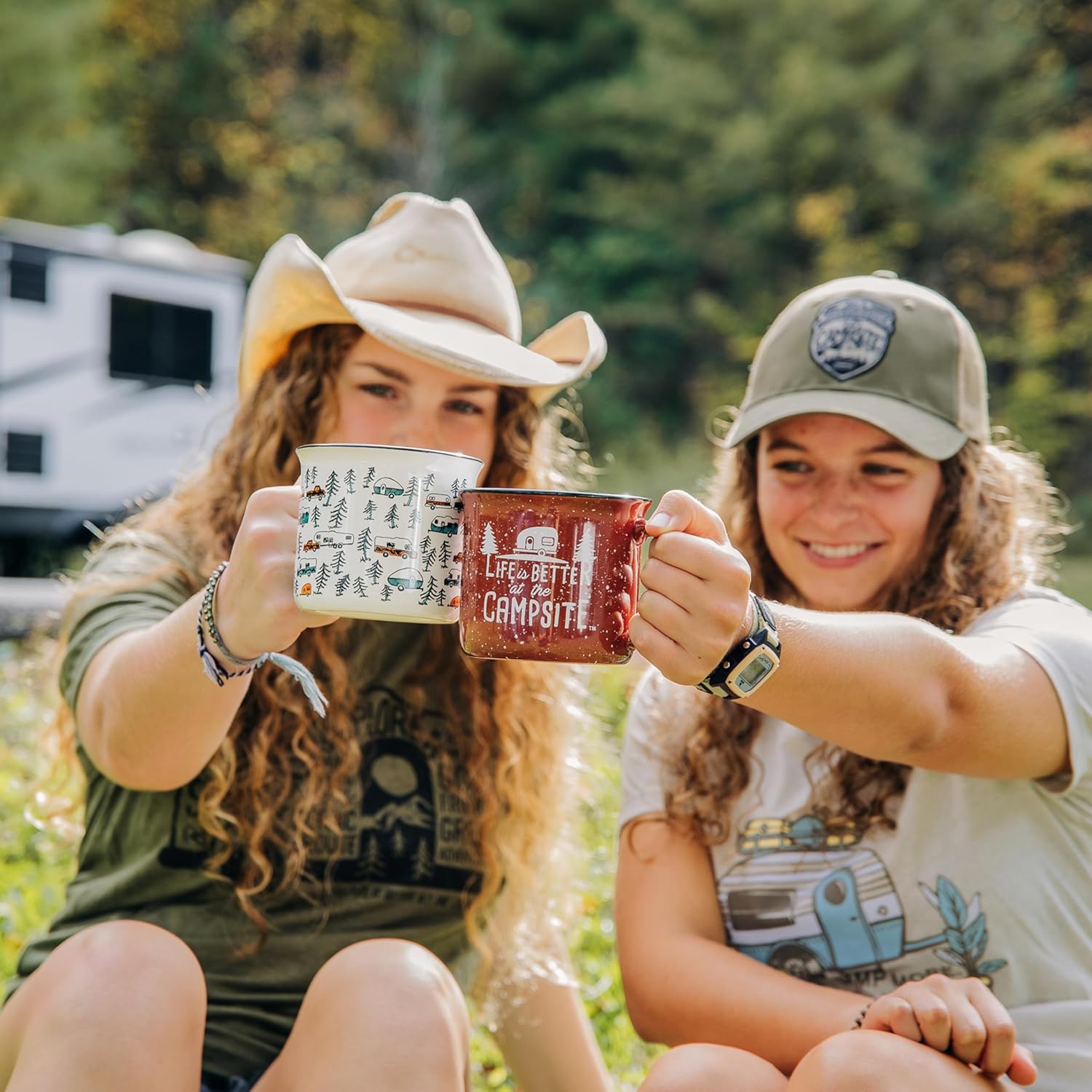 Camco Life is Better at The Campsite Ceramic Coffee Mug 4-Pack - Microwave and Dishwasher Safe - Features Camping & RVing Designs - Coffee Cups Holds 14oz. (53357) - Image 8