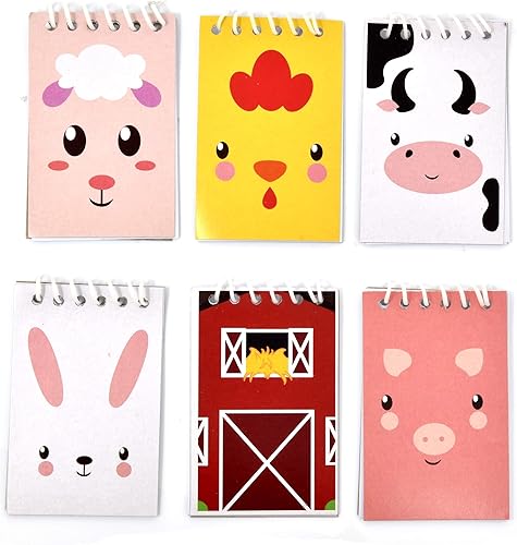 Miniatura 2 de Gift Boutique Mini bloc de notas de animales de granja de 48 unidades, cuadernos en espiral con temática de granero para suministros escolares,