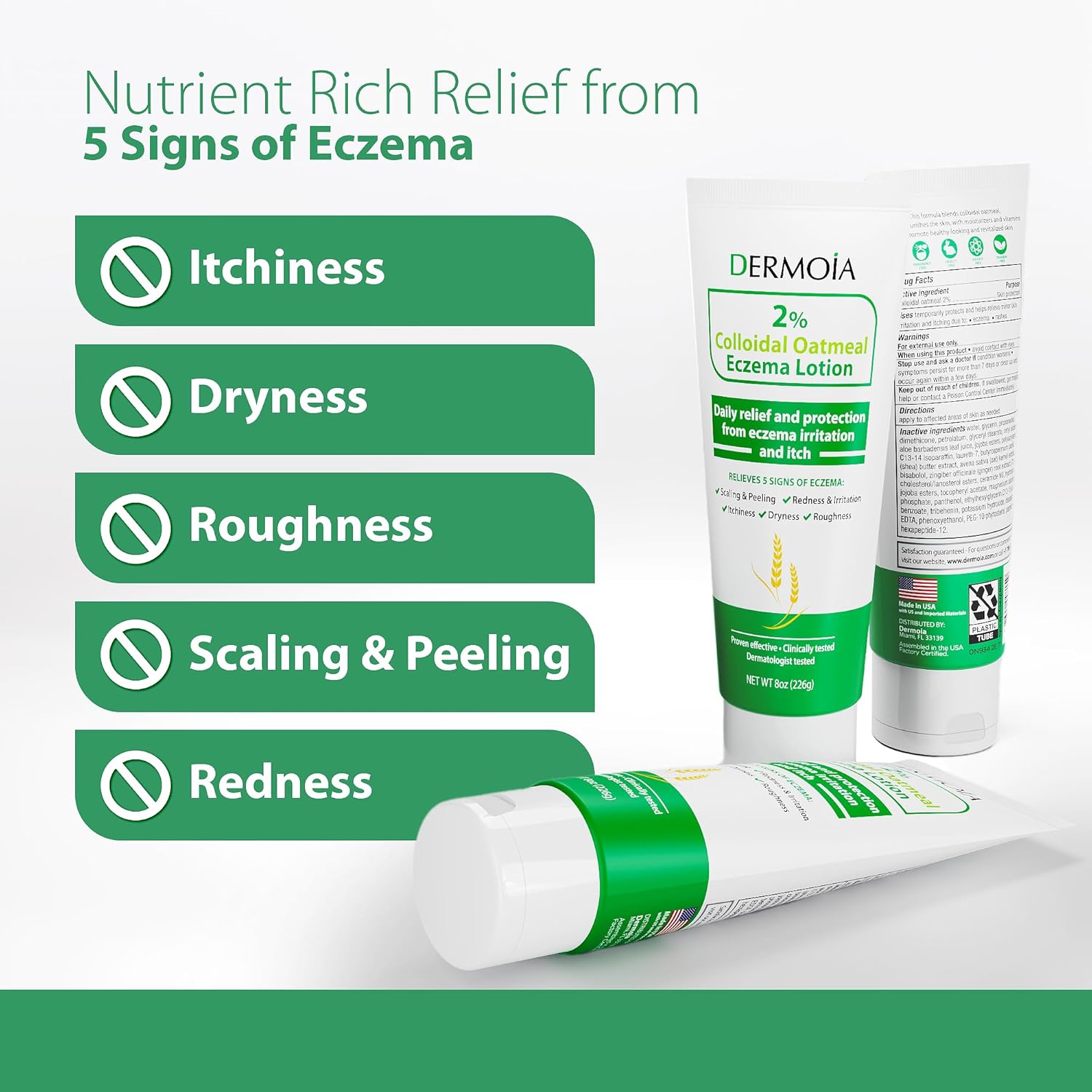 2% Colloidal Oatmeal Eczema Lotion - Soothing and Moisturizing Anti-Itch Cream & Body Lotion with Aloe Vera, Shea and Glycerin - Nourishing Eczema Cream for Superior Relief and Protection 8oz