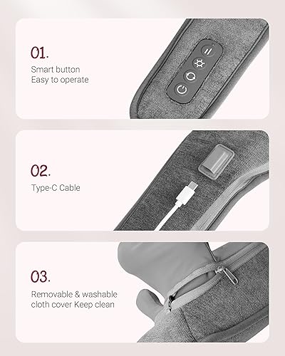 Miniatura 6 de Masajeador de cuello inalámbrico con calor, masajeador de cuello y hombros para aliviar el dolor de tejido profundo, masaje de espalda shiatsu