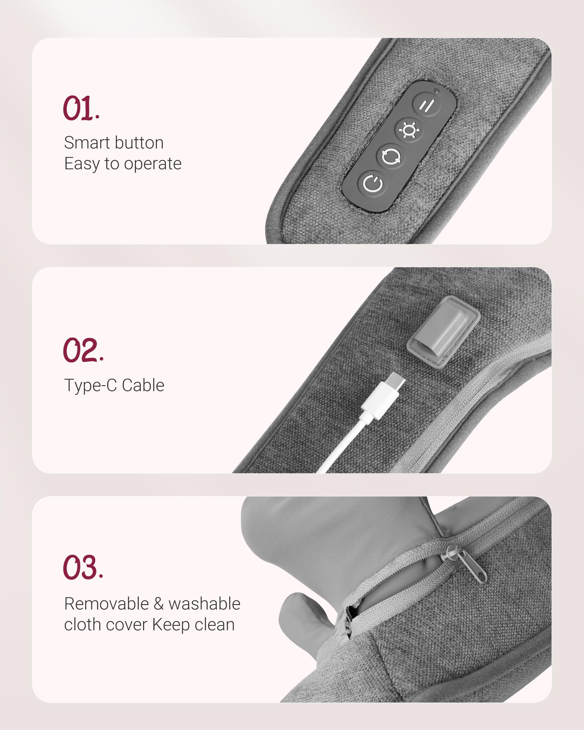 THERAZZAGGE Cordless Neck Massager with Heat - FSA Eligible HSA Neck Shoulder Massager for Pain Relief Deep Tissue,6D Deep Kneading Shiatsu Back Massage, Gifts for Fathers Men Women 4