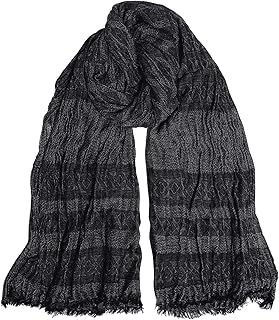 Bufanda para hombre, diseño de rayas, cómodo, algodón, lino, invierno, color marrón