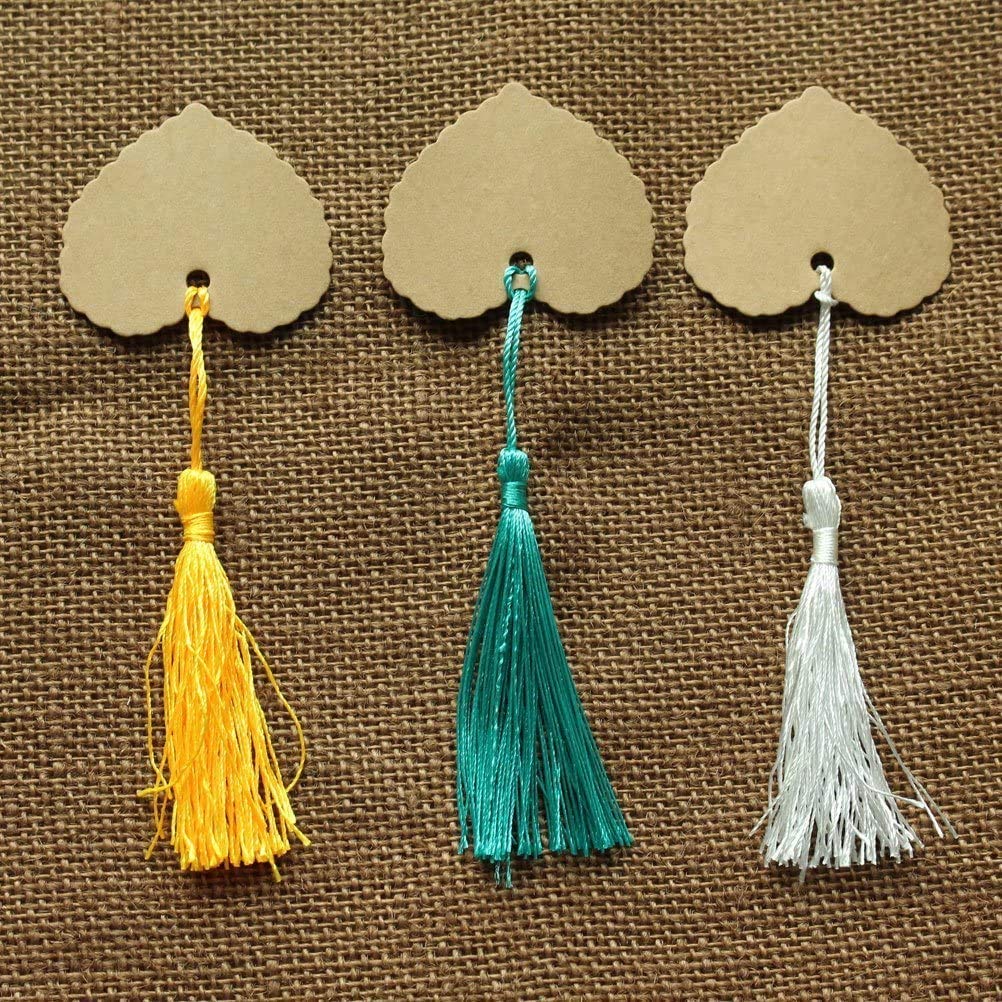100 Pompons En Fil Soyeux Blancs Avec Boucle - Pour Bijoux, Décoration Et Loisirs Créatifs | 13 Cm - 8