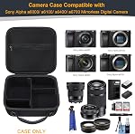 RAIALL Camera Case for Sony Alpha ZV-E10/a6000/a6100/a6400/a6600/a6700/ Sony Alpha 7 II IV/ZV-E10 II Mirrorless Digital Camera and Lens, Hard Travel Bag with a Shoulder Strap and 3 Dividers, Black