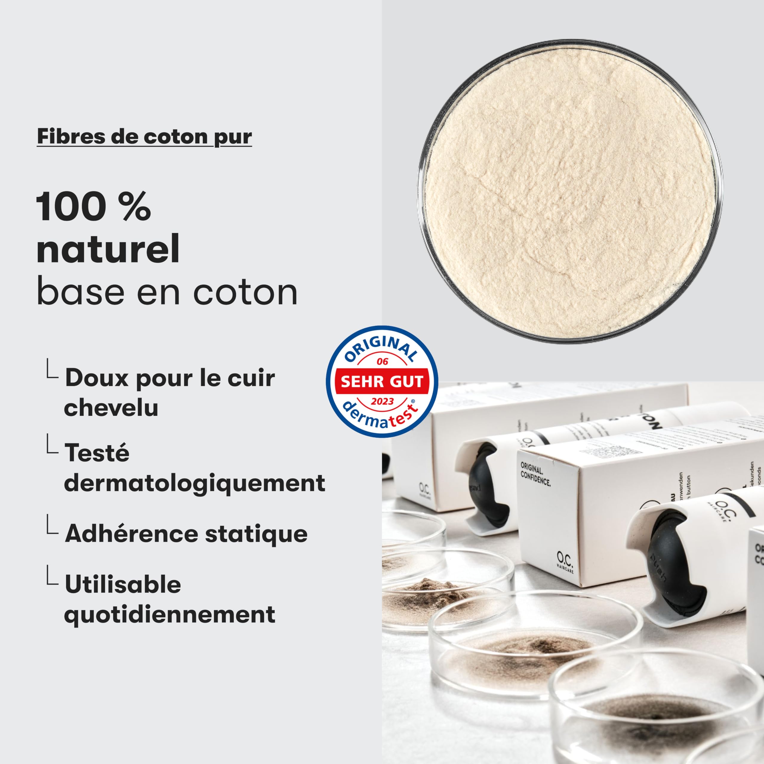 O.C. HAIRCARE Cheveux dispersés pour épaissir les cheveux - Pour les zones chauves en haut et en arrière - Recommandé par les salons - 11 couleurs - Cheveux résistants