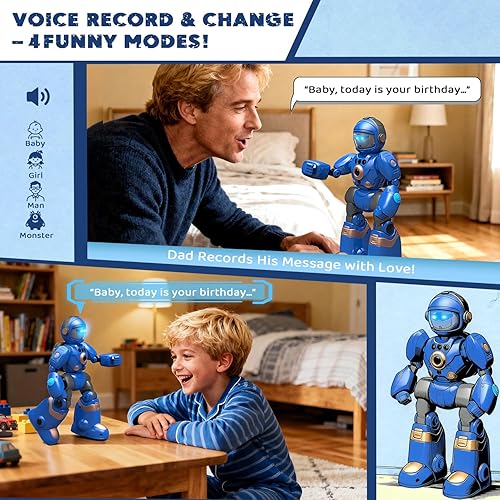 Miniatura 6 de Juguetes robot para niños de 3 a 8 años regalos para niños inteligentes - Robot de control remoto con hablar, programable, grabación de voz, canto,