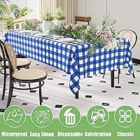 Vista 7 de Smiry Paquete de 10 Manteles Desechables de Cuadros Vichy Azules - 54" x 108" Mantel de Plástico de Servicio Pesado, Cubiertas de Mesa Impermeables