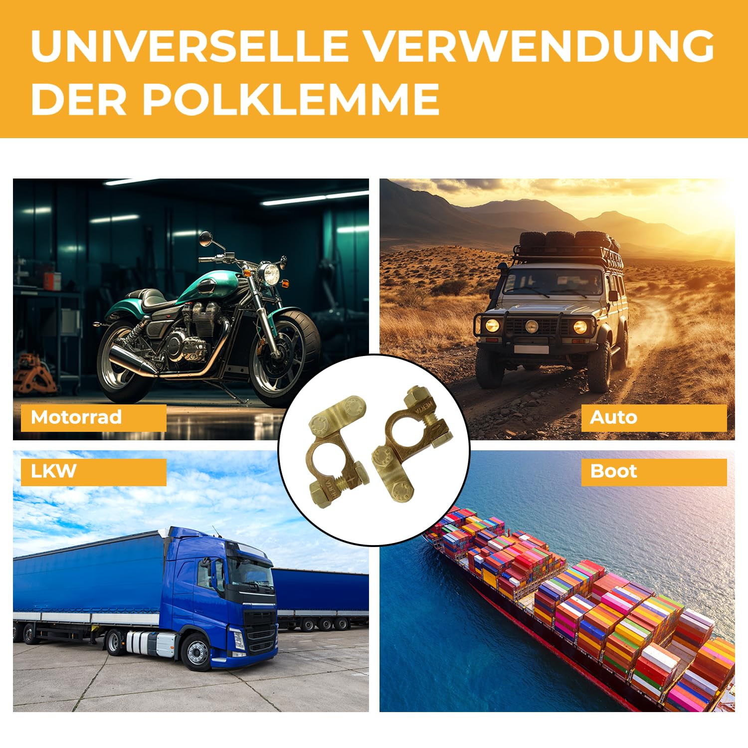 10 Paar Premium Batteriepolklemmen Polklemmen aus hochwertigem Kupfer für Autobatterie Bootbatterie Wohnmobilbatterie Ladegerät bis 24V Batterie Klemmen