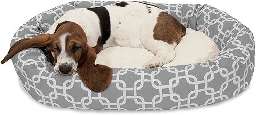 32 pulgadas gris enlaces Sherpa Bagel perro cama