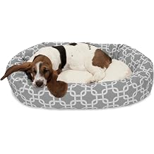 Majestic Pet 32 Inch Links Sherpa Calming Dog Bed Washable Cozy Soft Round Dog Bed with Spine for Head Support - Fluffy Donut Dog Bed 32x23x7 inch Round Pet Bed Medium - GRAY