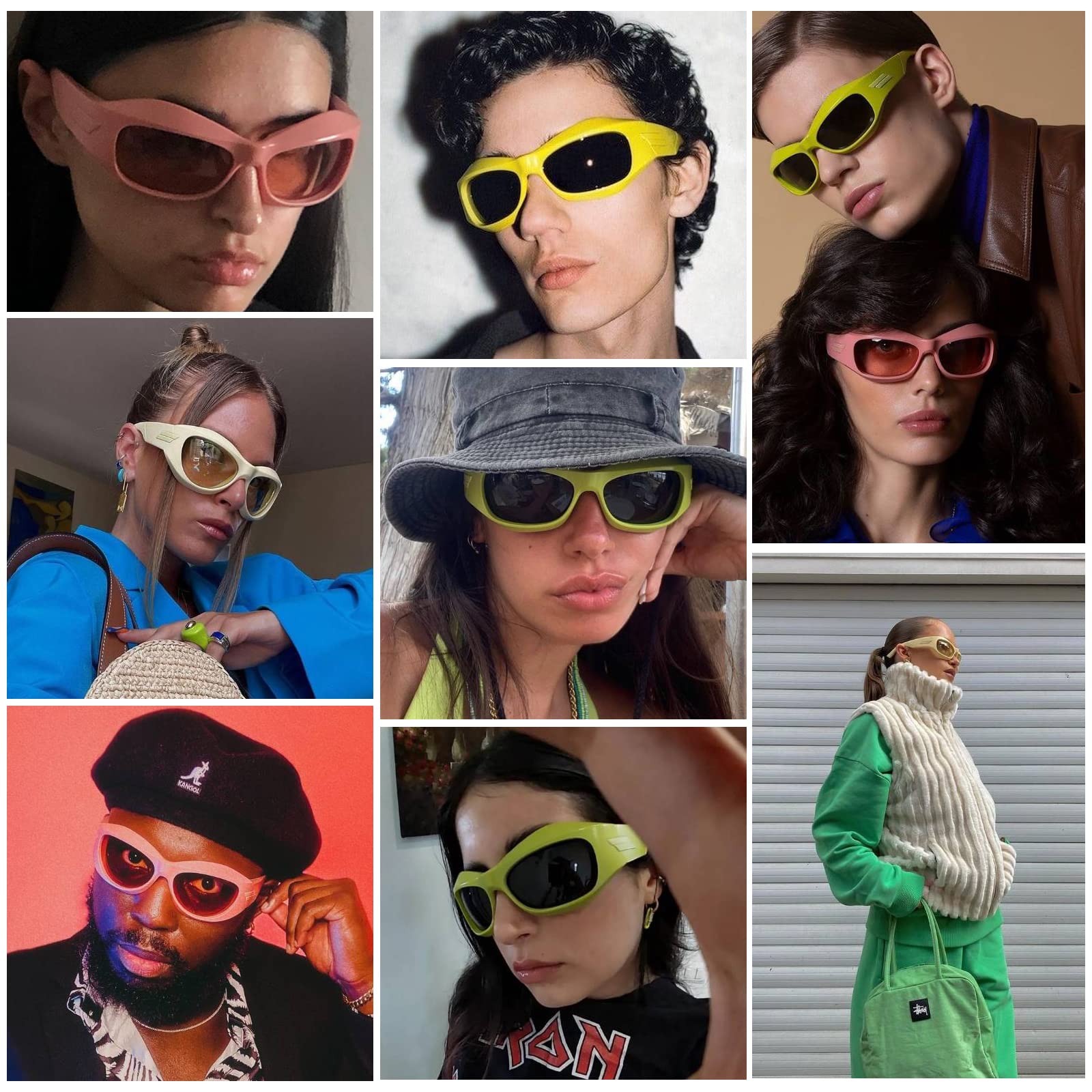 Y2K PH20926 Lunettes de soleil ovales surdimensionnées tendance pour homme et femme