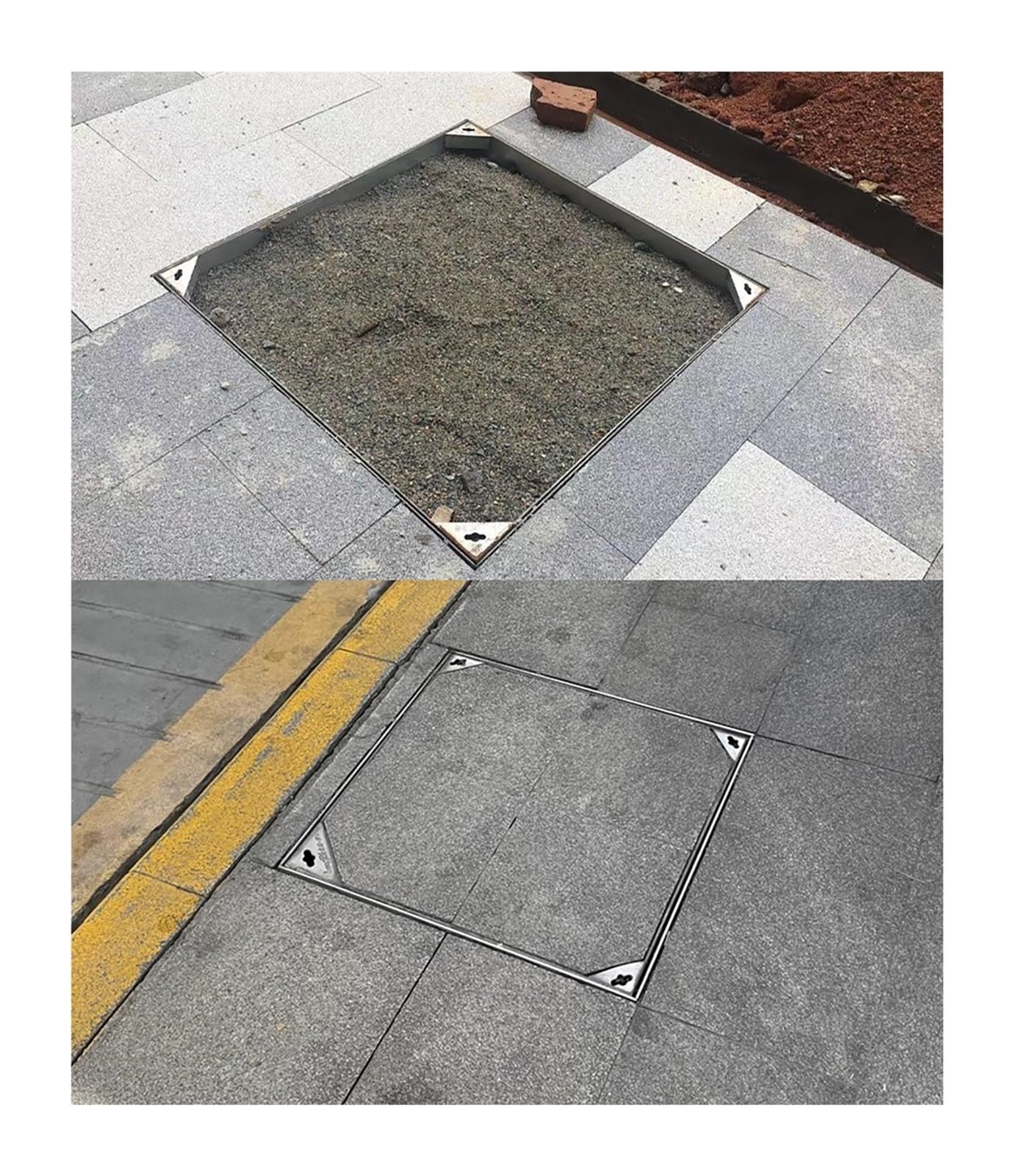 Couvercle d'inspection en acier inoxydable robuste pour un regard de jardin élégant