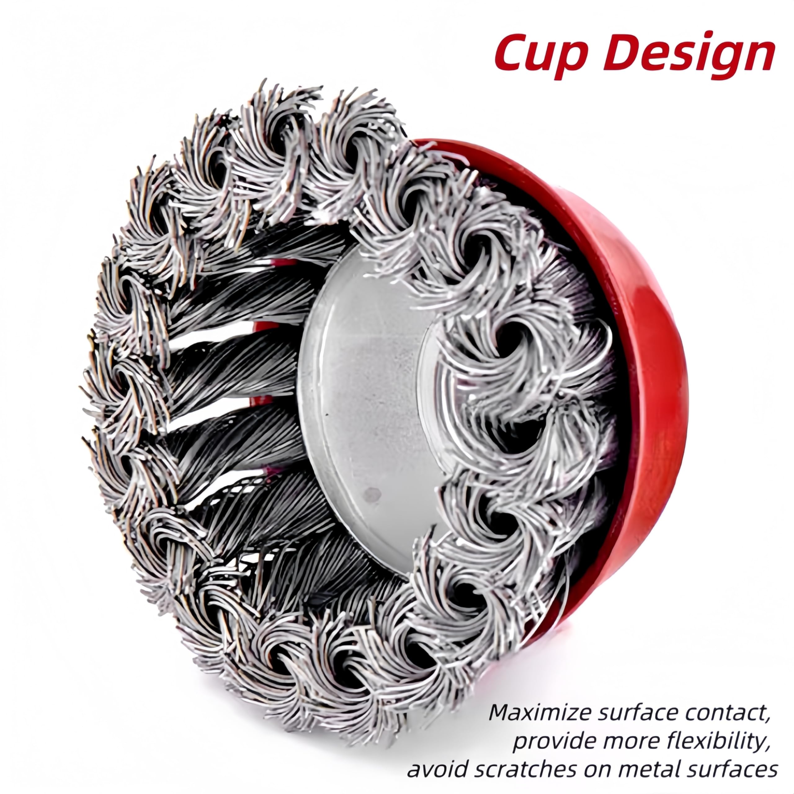 Lot de 24 brosses à molette métallique pour meuleuse d'angle de 10,4 cm, brosse métallique torsadée nouée de 7,6 cm avec tige filetée de 1,6 cm à 11, brosse à coupe métallique pour nettoyage de métal