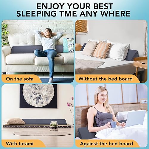 Miniatura 7 de Almohada de cuña de cama tamaño King (76 x 10 x 6 pulgadas), cuña de almohada de cabecero, cuña de colchón, relleno de espacio para cama, cuña de