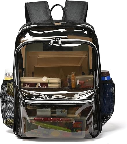 Miniatura 1 de Clear Backpack,Clear Backpacks for School Heavy Duty See Through Bookbag Waterproof Backpack for Men Women,Clear Black