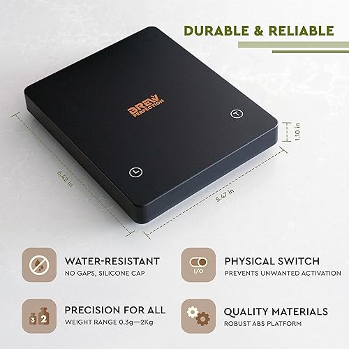 Miniatura 3 de Báscula de café con temporizador 4.4 lbs0.00 oz de alta precisión, balanza de café expreso por goteo de vertido, recargable de 1500 mAh, rueda de