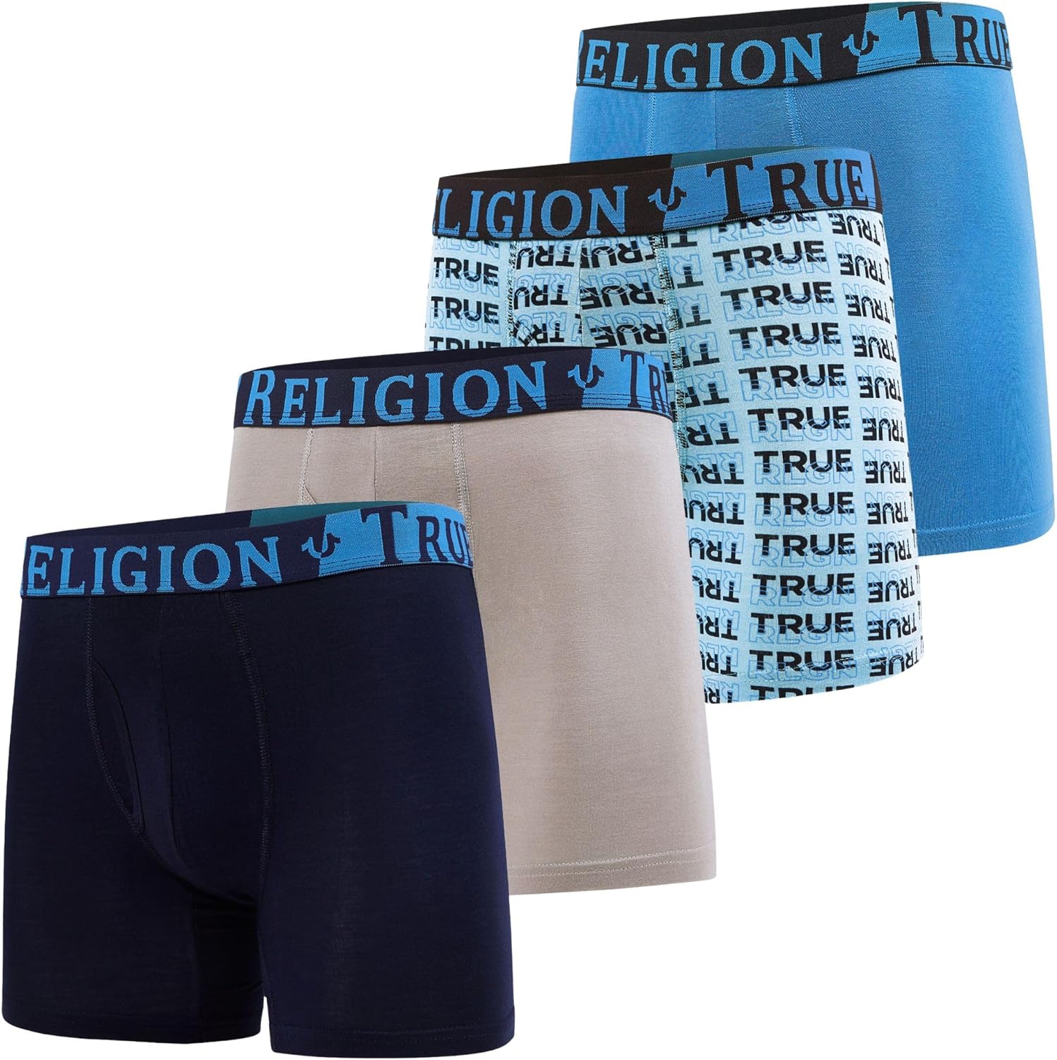 True Religion Mens Underwear 4 Pack Stretch Modal Boxer Briefs for Men
