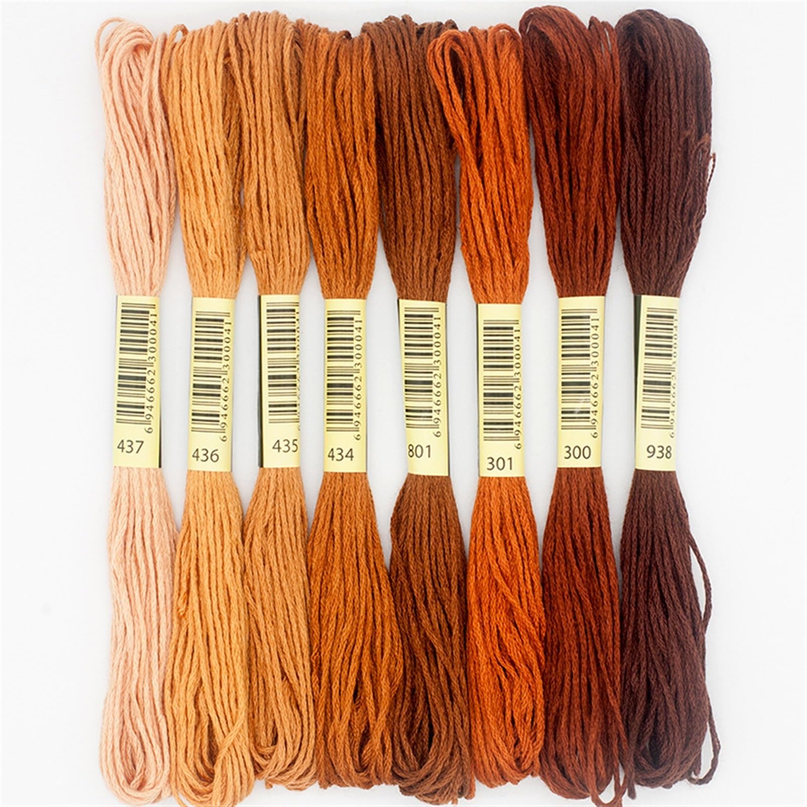 Embroidery Threads 8pcs/Set Cross Stitch Thread 6 StrandsPolyester Cotton Cross Stitch Embroidery Thread Gradient Color Sewing Craft Accessories. (Color : Brown)
