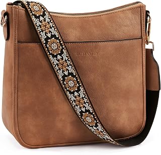 BOSTANTEN Vegan Leather Crossbody Hobo Bag for Women - Trendy Shoulder Purse with Wide Adjustable Strap