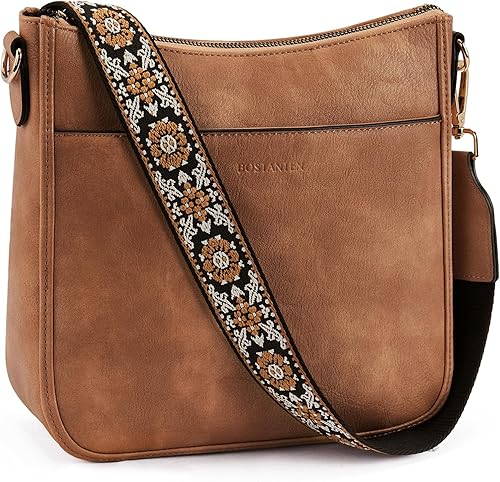 BOSTANTEN - Bolsos bandolera para mujer, de cuero vegano moderno, estilo hobo, con correa ancha para el hombro