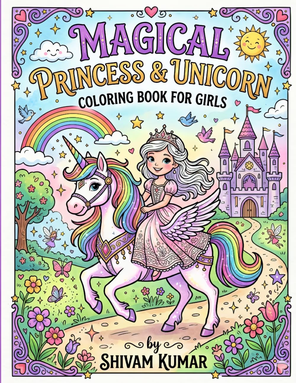 Magical Princess & Unicorn Coloring Book for Girls