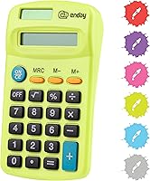 Vista 1 de Calculadora verde, energía solar pequeña básica y funciona con pilas, pantalla grande de cuatro funciones, calculadora de mano con alimentación